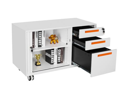 Klein assembleer Metaal 0.7mm Mobiele Theebus Tambour Filing Cabinet 3 Lade