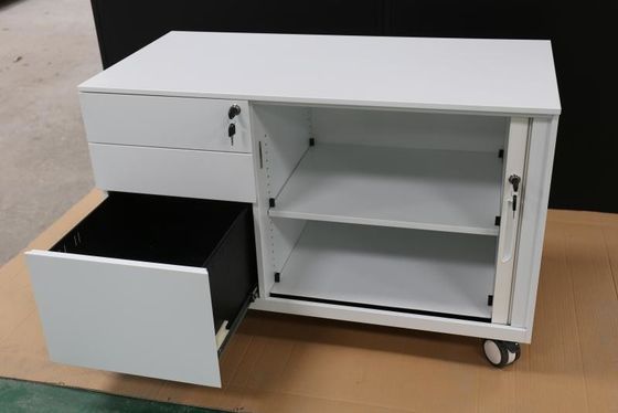 Klein assembleer Metaal 0.7mm Mobiele Theebus Tambour Filing Cabinet 3 Lade